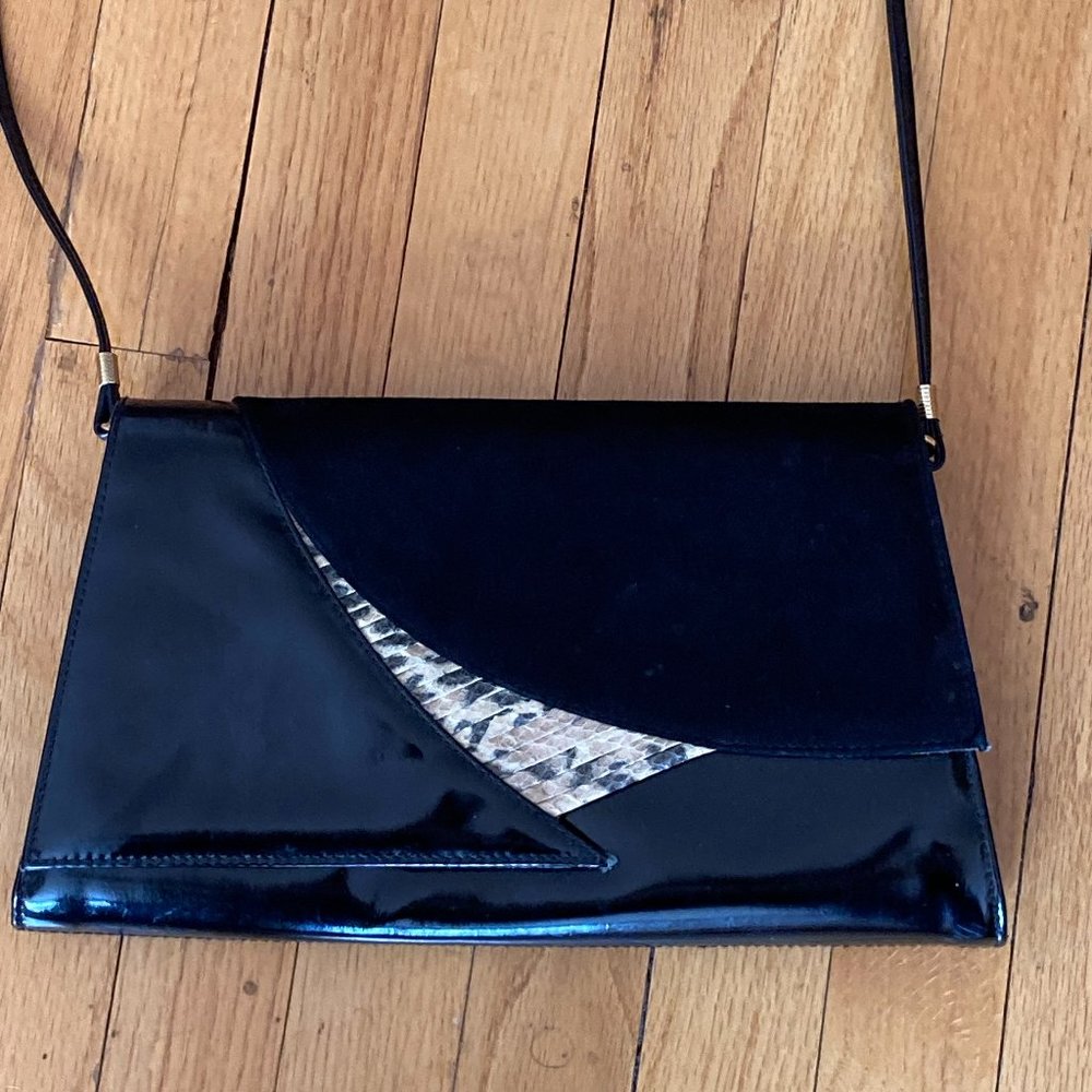 Vintage Black Patent Leaather Shoulder Bag